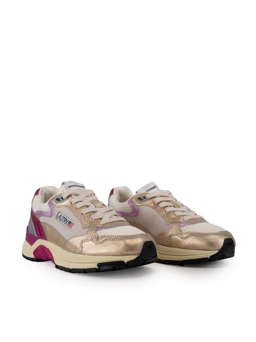 Sneakers Hyperway in mesh e pelle laminata Fuxia/Platinum AUTRY | HYLWEM01