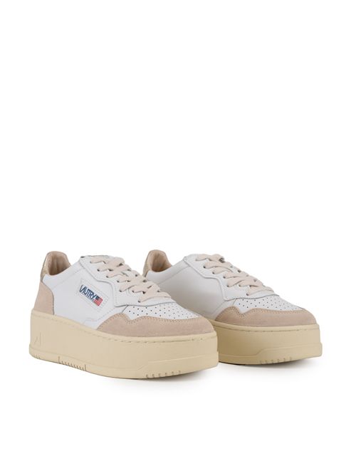 Sneakers Medalist Platform in pelle e suede Bianco/Platino AUTRY | PTLWLS01