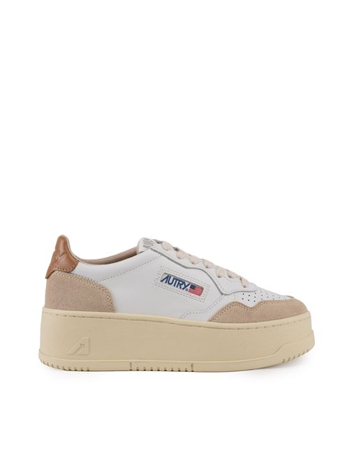 Sneakers Medalist Platform in pelle e suede Bianco/Brown sugar AUTRY | PTLWLS02