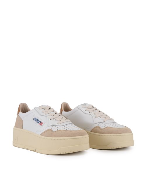 Sneakers Medalist Platform in pelle e suede Bianco/Brown sugar AUTRY | PTLWLS02