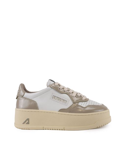 Sneakers Medalist Platform in pelle e vernice Bianco/Tortora AUTRY | PTLWRT05