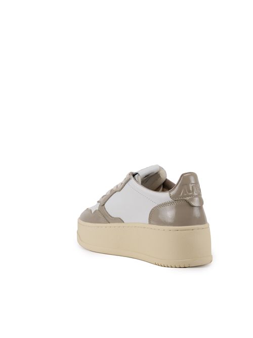 Sneakers Medalist Platform in pelle e vernice Bianco/Tortora AUTRY | PTLWRT05