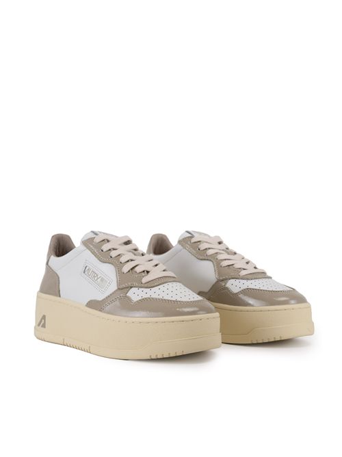 Sneakers Medalist Platform in pelle e vernice Bianco/Tortora AUTRY | PTLWRT05