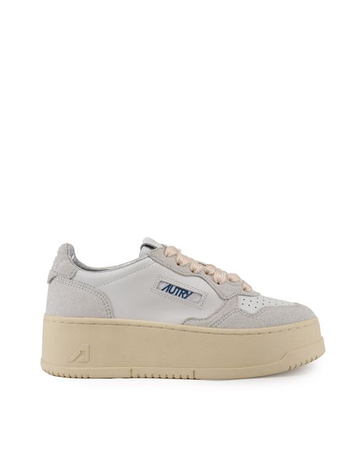 Sneakers Medalist Platform in pelle e suede glitter Lea Star White AUTRY | PTLWTA01
