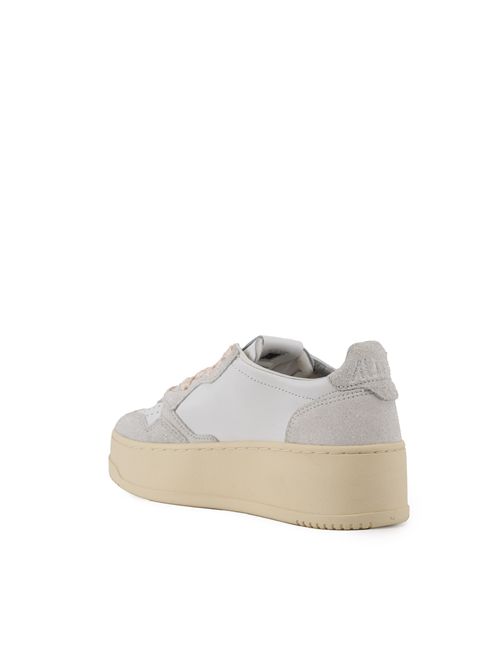 Sneakers Medalist Platform in pelle e suede glitter Lea Star White AUTRY | PTLWTA01
