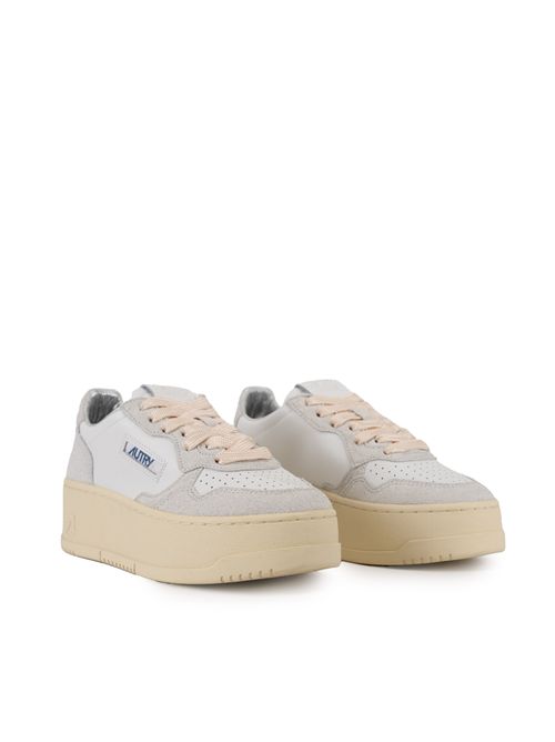 Sneakers Medalist Platform in pelle e suede glitter Lea Star White AUTRY | PTLWTA01