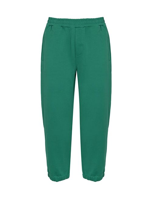 Pantalone in cotone con stampa logo Verde Barrow | F5BWUAFP071309