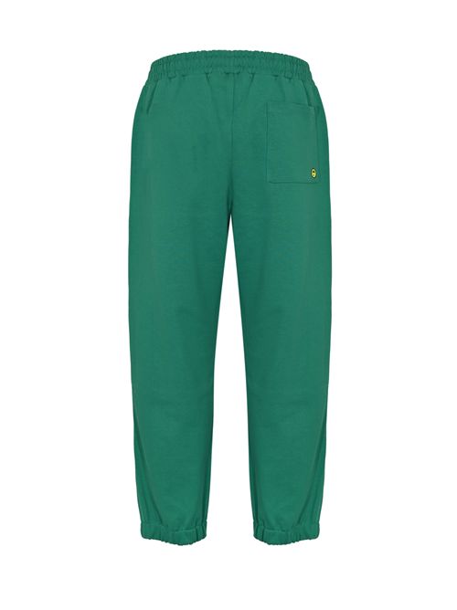 Pantalone in cotone con stampa logo Verde Barrow | F5BWUAFP071309