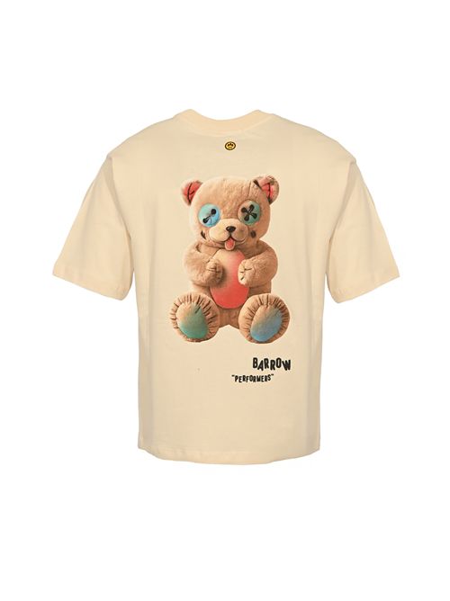 T-shirt in jersey di cotone con stampa Teddy Crema Barrow | F5BWUATH049013