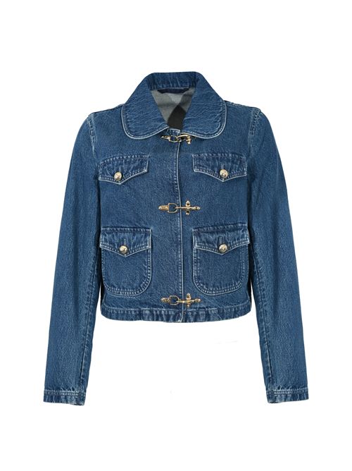 Giacca crop 3 Ganci in Denim FAY | NGW7351371LXKZU810