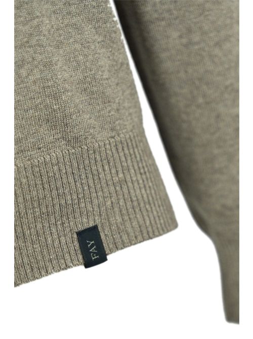 Maglia Pull girocollo in lana Kaki chiaro FAY | NMMC1512420CQTS400
