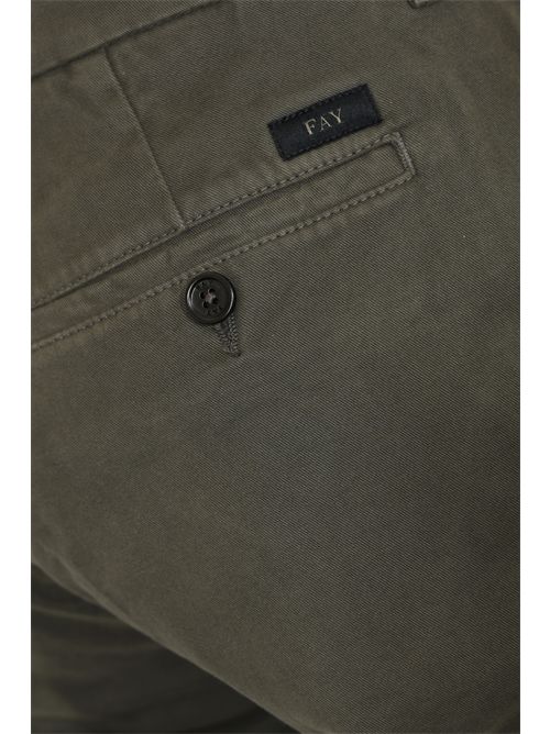Pantaloni Slim in Gabardina di cotone Grigio FAY | NTM8651187TQGGB406