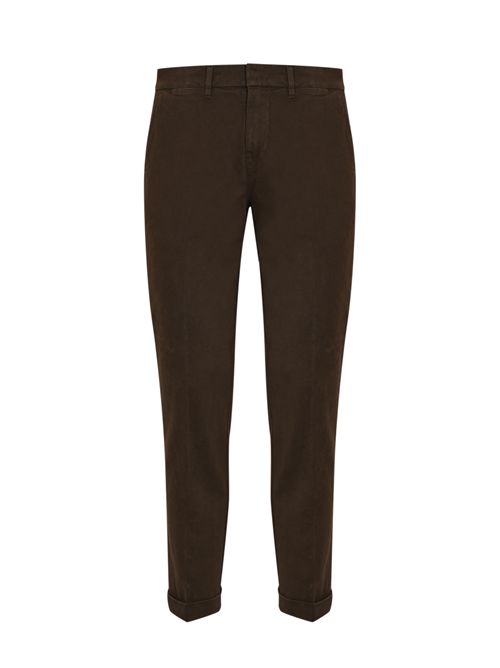 Pantaloni Slim in Gabardina di cotone Marrone FAY | NTM8651187TQGGS815