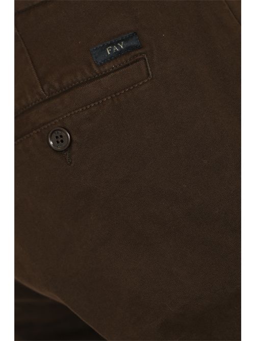 Pantaloni Slim in Gabardina di cotone Marrone FAY | NTM8651187TQGGS815
