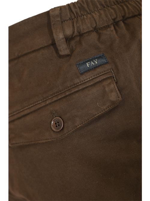 Pantaloni Slim Capri in Gabardine di cotone Marrone FAY | NTM8651190TQGGS815