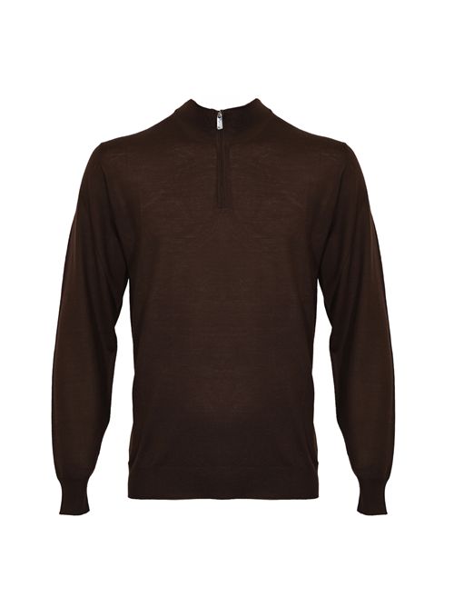 Maglia in lana con zip Marrone FEDELI | MU0077258