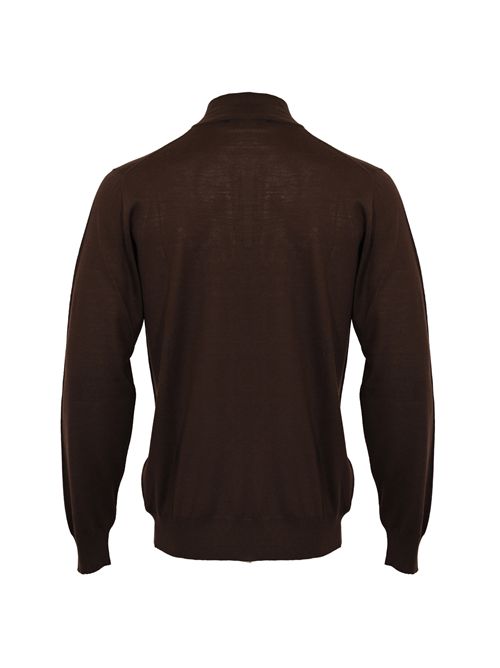 Maglia in lana con zip Marrone FEDELI | MU0077258