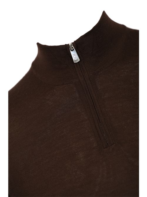 Maglia in lana con zip Marrone FEDELI | MU0077258