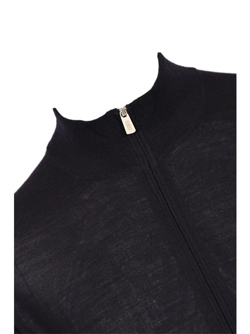 Cardigan in lana con zip Blu FEDELI | MU0077266
