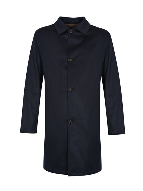 Cappotto Peak reversibile in cashmere e tessuto tecnico Blu navy/Marrone KIRED | PEAK1906Q