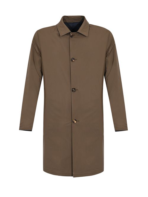 Cappotto Peak reversibile in cashmere e tessuto tecnico Blu navy/Marrone KIRED | PEAK1906Q