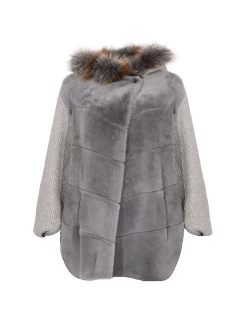 Giacca in montone e volpe con inserti in alpaca e lana MARESTER | 4551PERLA