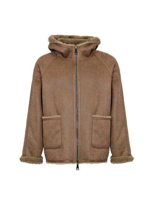 Giacca effetto pelliccia reversibile con zip Moka/Toupe OUTSIDE | OU915MINK00043