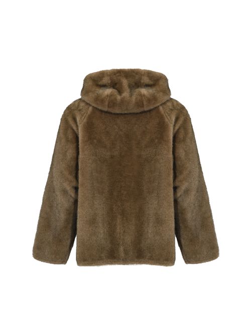 Giacca effetto pelliccia reversibile con zip Moka/Toupe OUTSIDE | OU915MINK00043