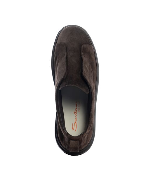Sneakers senza lacci in pelle scamosciata Dark brown Santoni | MBCD21995SMOTSEYT50