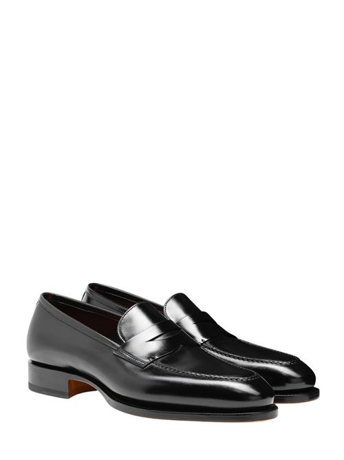Mocassino penny da uomo in pelle nera Santoni | MCAD18935MC3HVVDN01