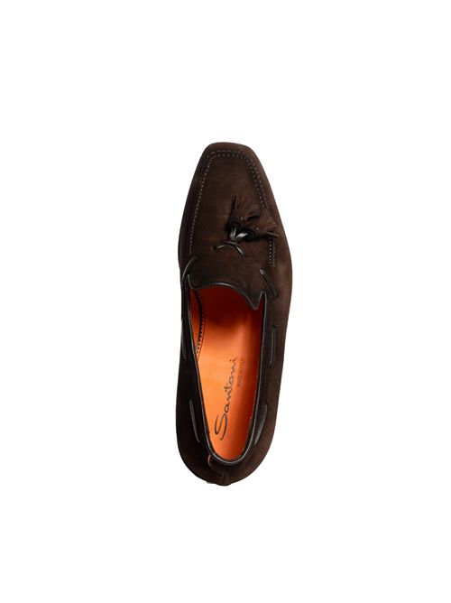 Mocassino con nappe da uomo in pelle e suede Santoni | MCBD19176BJ1GEIPT50