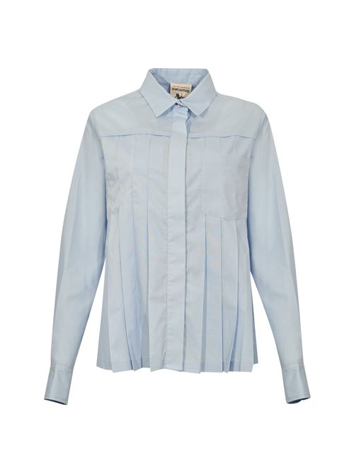 Camicia plissettata Ambra in popeline Semicouture | Y5WK23L36-1