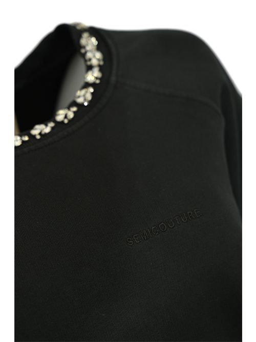 Felpa Marquilla in cotone con ricamo strass Semicouture | Y5WP07Y49-0