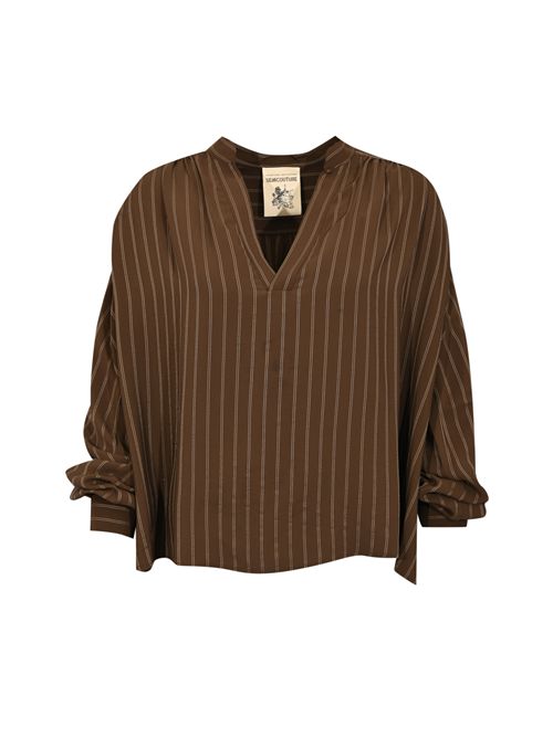 Blusa Margherita in crepe de chine di seta gessata Semicouture | Y5WU21RG102