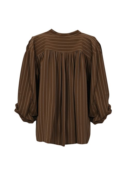 Blusa Margherita in crepe de chine di seta gessata Semicouture | Y5WU21RG102