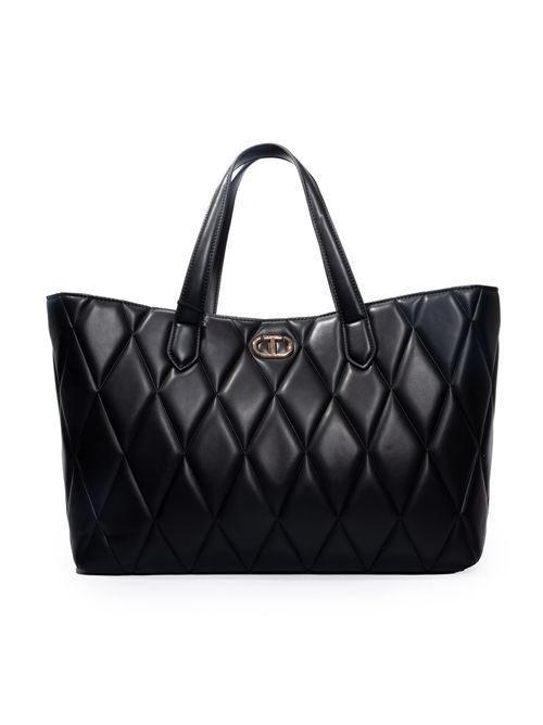 Borsa shopper trapuntata con logo Oval-T Nero TWINSET | 252TB705000006