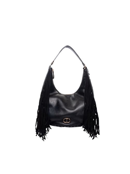 Borsa Hobo con frange e logo Oval-T TWINSET | 252TB712100006