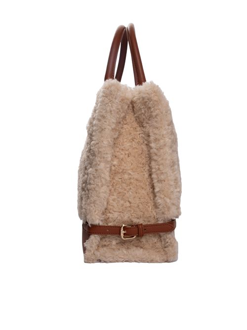 Borsa a mano effetto pelle e shearling con logo Oval-t TWINSET | 252TB733007222