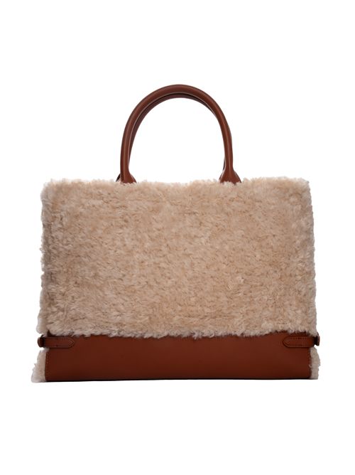 Borsa a mano effetto pelle e shearling con logo Oval-t TWINSET | 252TB733007222