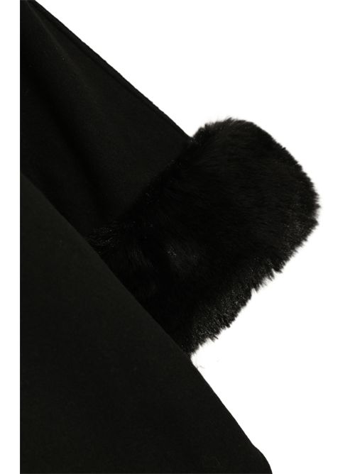 Poncho in panno e faux fur Nero TWINSET | 252TO513000006