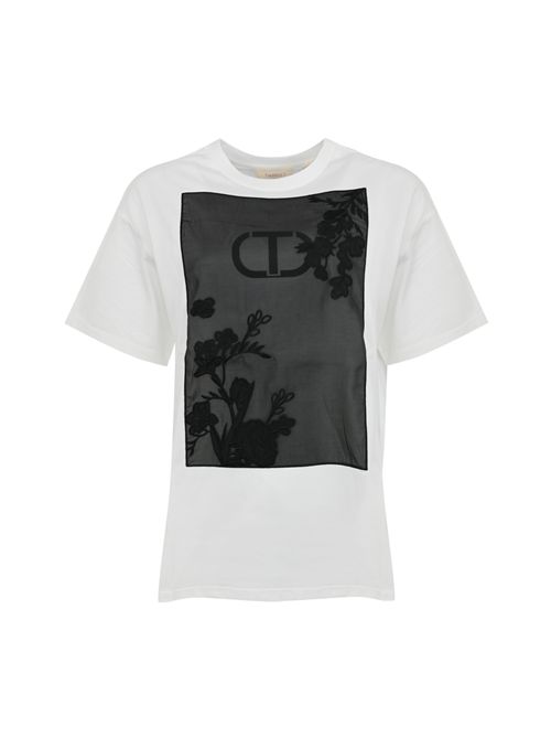 T-shirt over in cotone con ricamo Oval-t floreale TWINSET | 252TP205300001