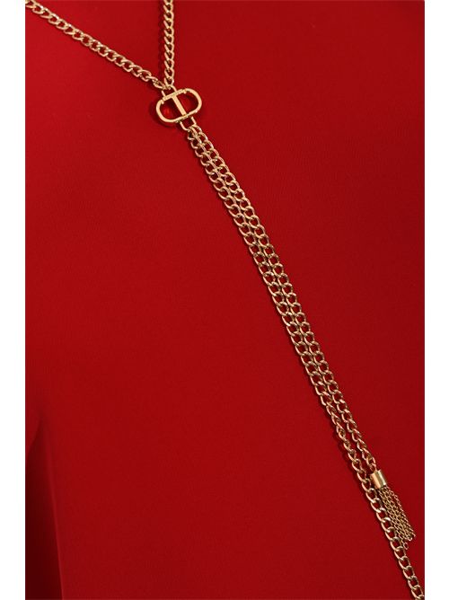 Abito corto in crêpe cady con catena Oval-T Rosso TWINSET | 252TP230200740