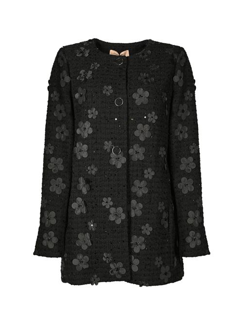 Cappotto boucle' con fiori paillettes TWINSET | 252TP240012733