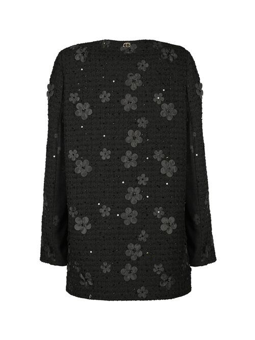 Cappotto boucle' con fiori paillettes TWINSET | 252TP240012733