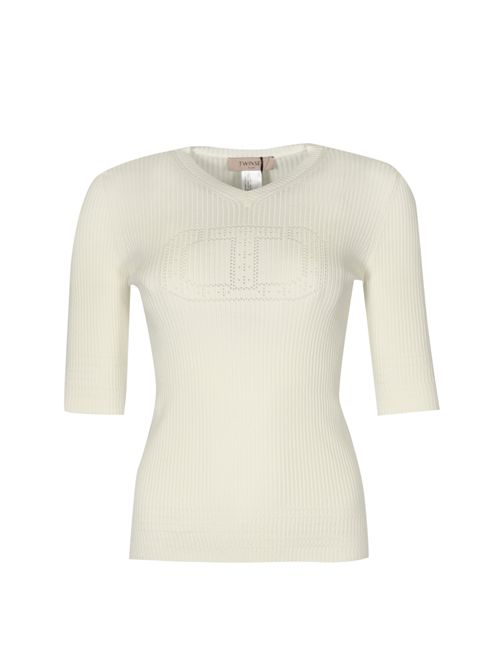 Maglia a coste con logo Oval-T Neve TWINSET | 252TP324200282