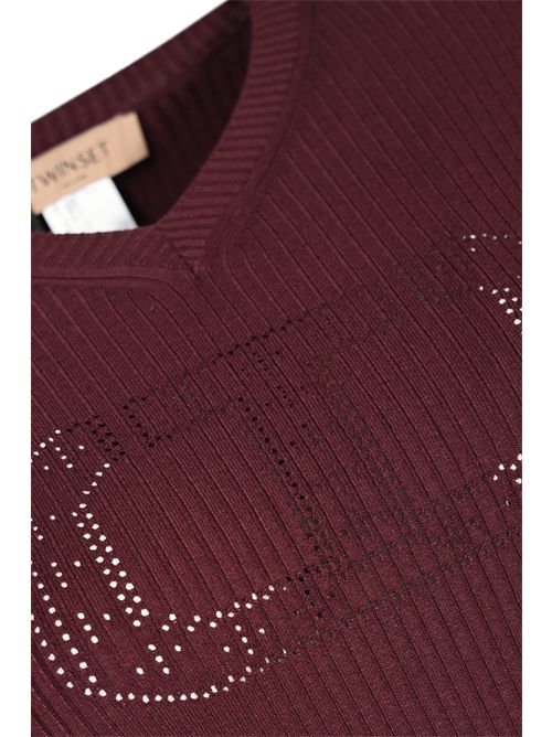 Maglia a coste con logo Oval-T Winetesting TWINSET | 252TP324205609
