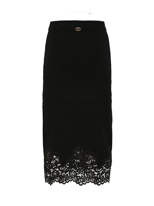 Gonna longuette in maglia di viscosa con pizzo TWINSET | 252TP339000006