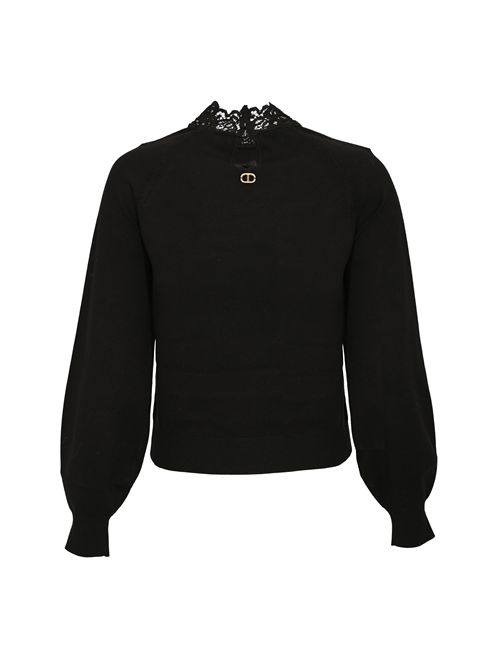 Maglia lupetto in misto viscosa con pizzo TWINSET | 252TP339100006