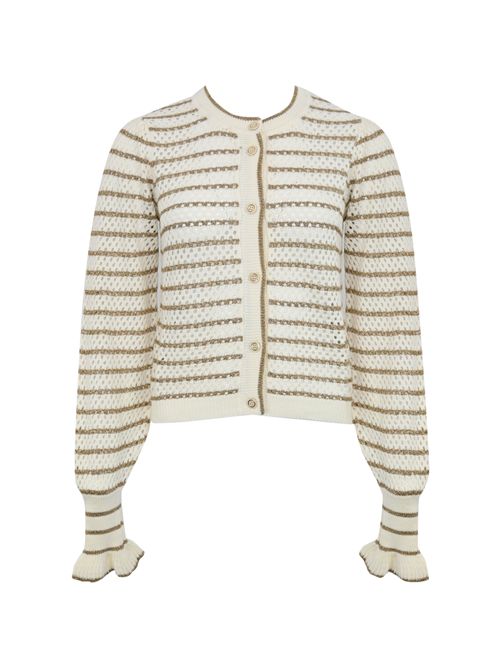 Cardigan a rete con righe in viscosa lurex TWINSET | 252TP353012804