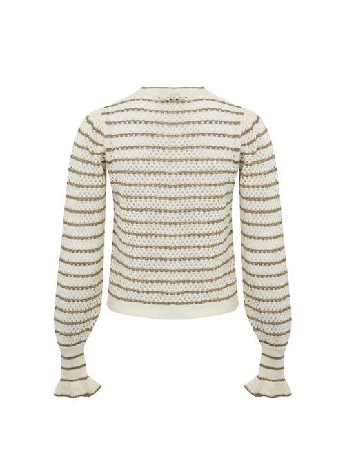 Cardigan a rete con righe in viscosa lurex TWINSET | 252TP353012804